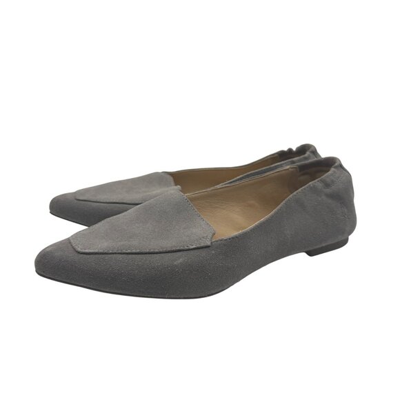 Hush Puppies Suede Gray Pointed Toe Slip On Flats Comfort Size 6.5 Rubber Sole - Picture 1 of 6